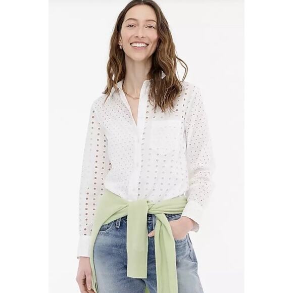 J CREW Classic-fit shirt in eyelet Item AW837 Size 8 - Picture 2 of 11